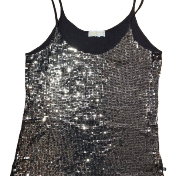 Michael Kors Camisole Choc. Browns, Shiny Metallic Sequins, Stunning, sz XL - Picture 1 of 13